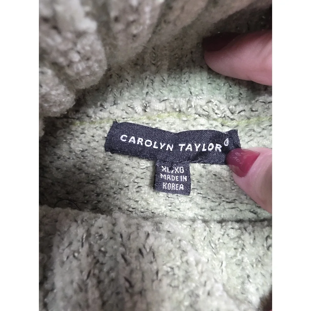 Carolyn Taylor Vintage‎ Turtleneck Sweater Womens Size XL Chunky Green Cozy
